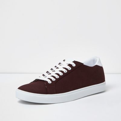 Burgundy lace-up trainers